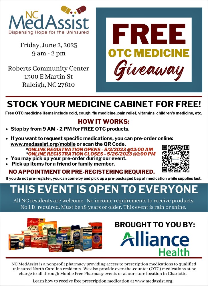 Over The Counter Medicine Free Event with time and date