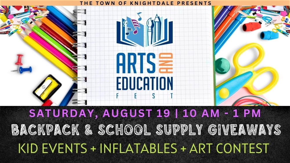 Pencils, scissors, erasers, markers for back to school giveaway