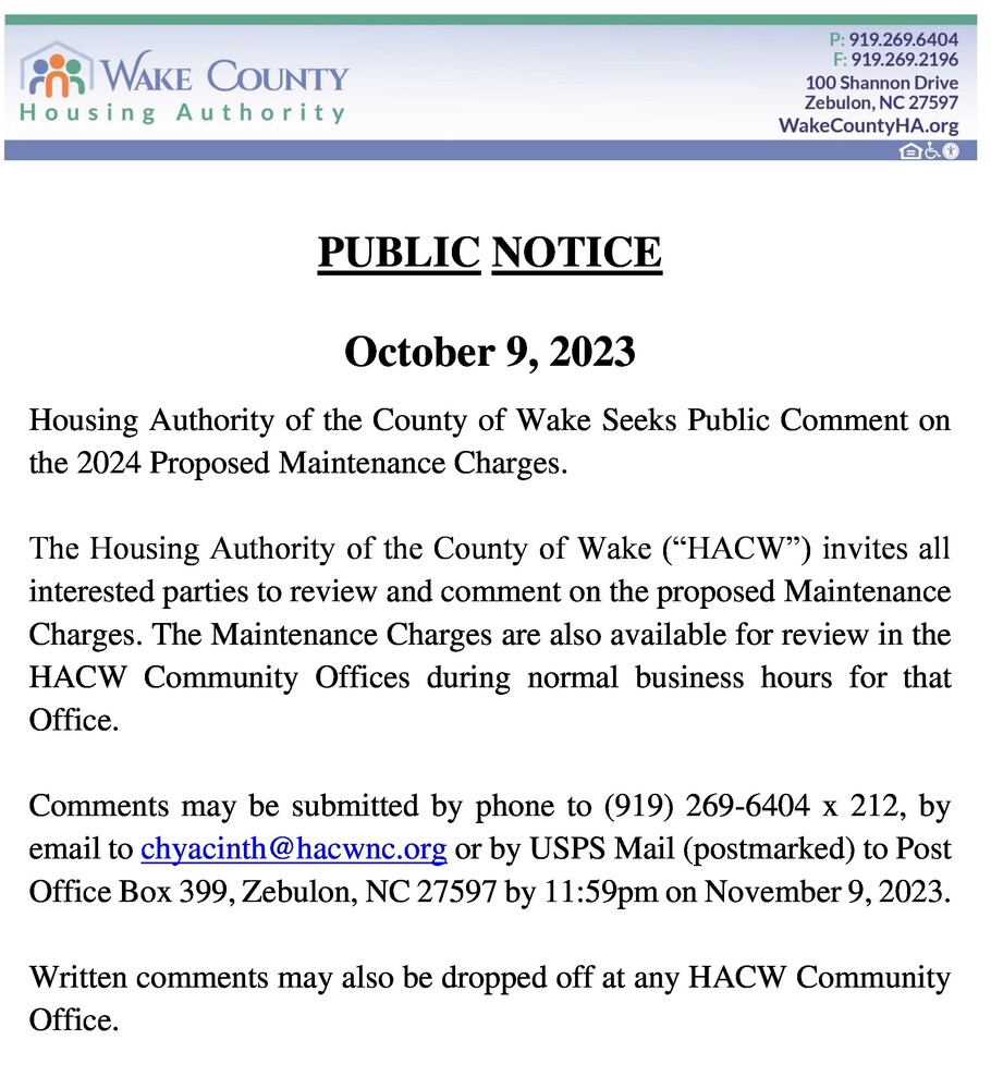 Public Notice Information