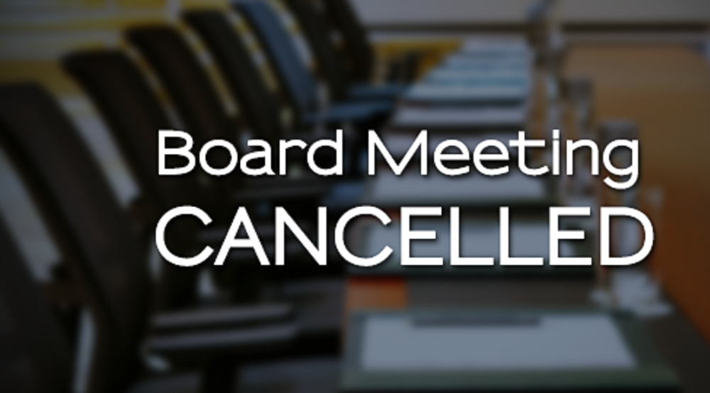 Board Meeting Cancelled Sign