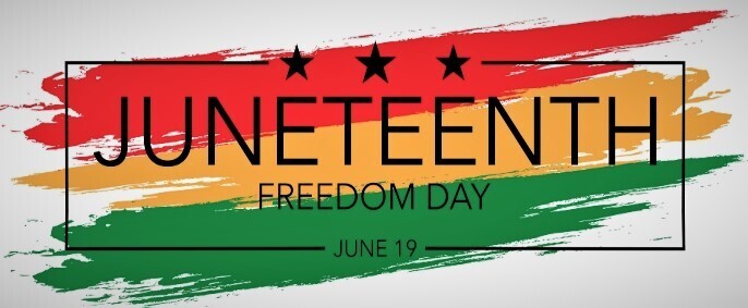 The word Juneteenth with red and green colors