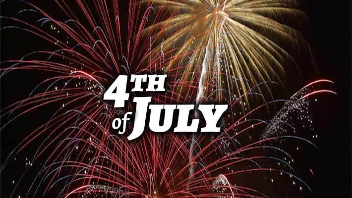 4th of July. Fireworks against a dark sky.