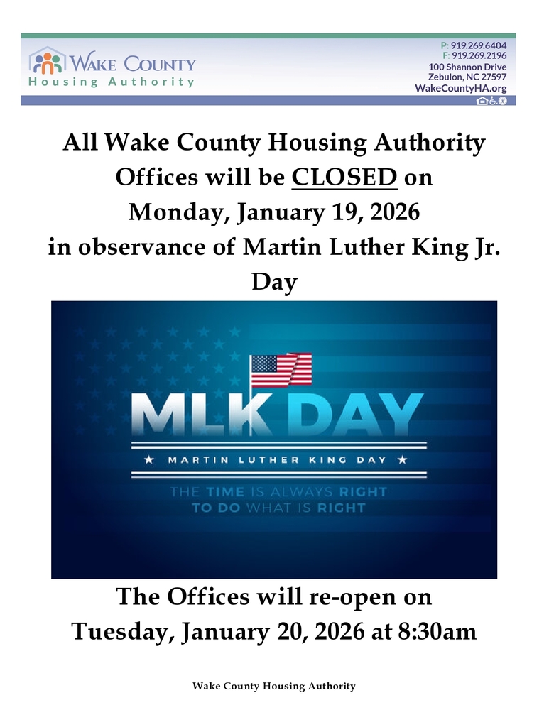 A flyer indicating that the Office will be closed on Monday, January 19, 2026 in observance of Martin Luther King Jr. Day