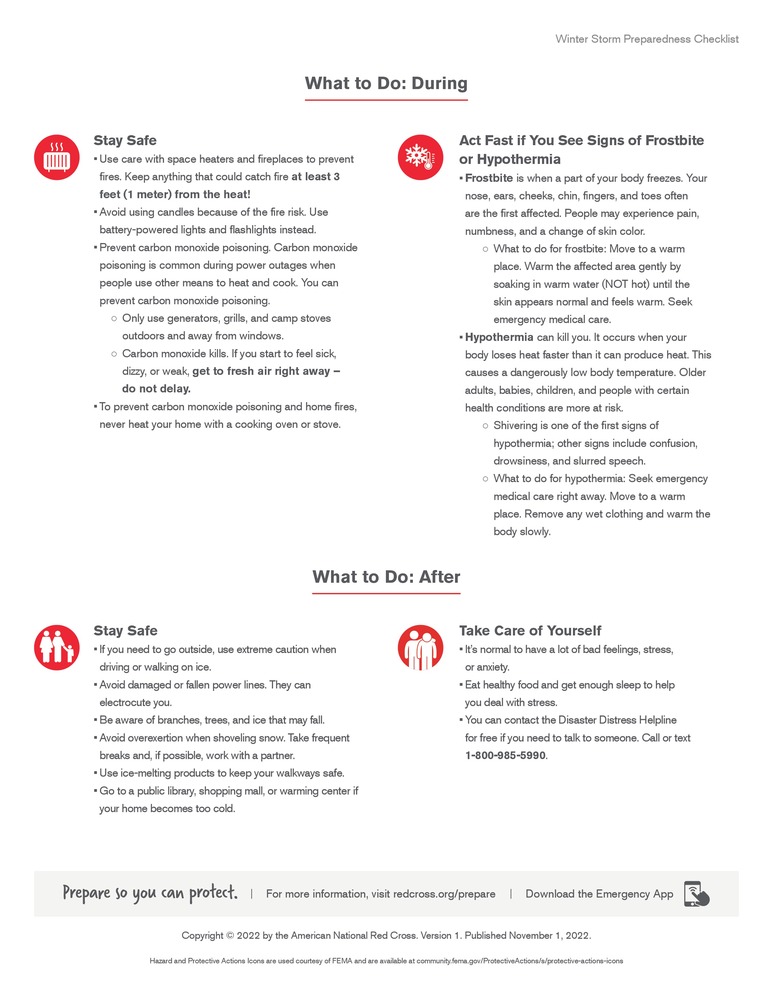 Information from the Red Cross regarding winter weather preparation