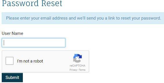 Rent Cafe password reset screen.