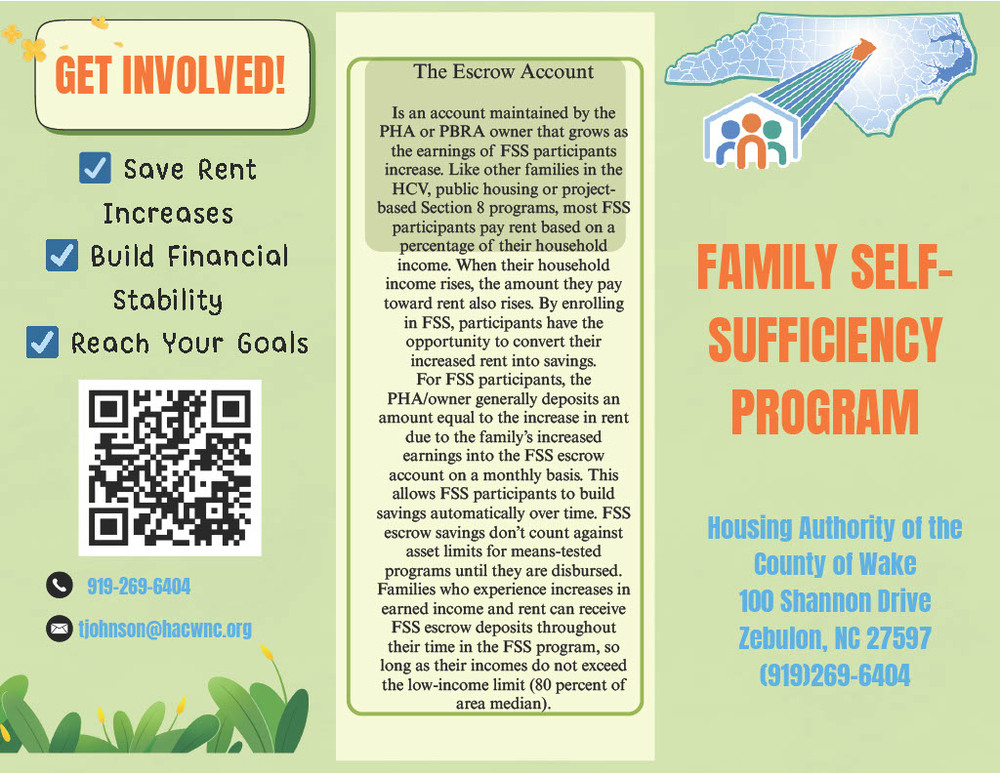A flyer introducing the family self sufficiency program